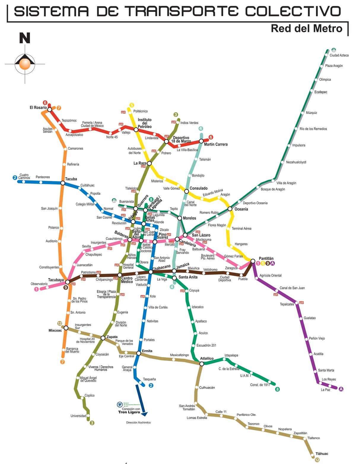 Mapa da rede do metrô da Cidade do México